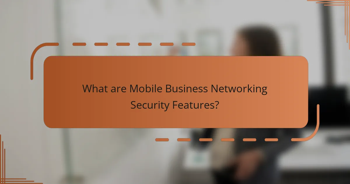 What are Mobile Business Networking Security Features?