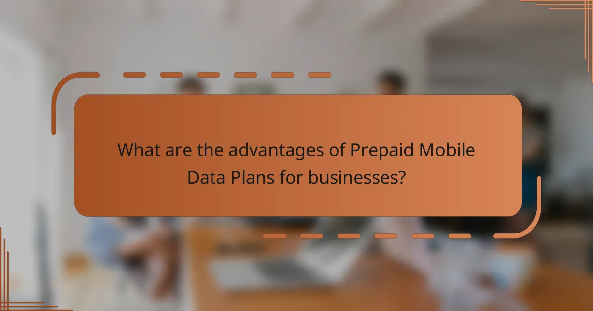 What are the advantages of Prepaid Mobile Data Plans for businesses?