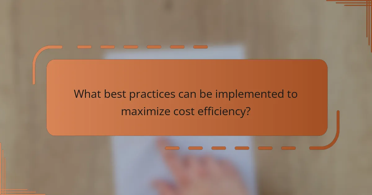 What best practices can be implemented to maximize cost efficiency?
