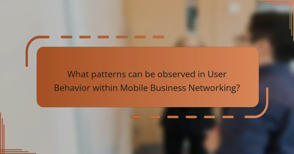 What patterns can be observed in User Behavior within Mobile Business Networking?